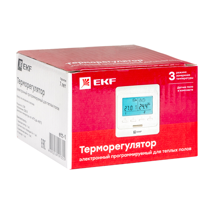 Термостат для теплых полов электронный 16 A 230В с датчиком пола EKF Proxima